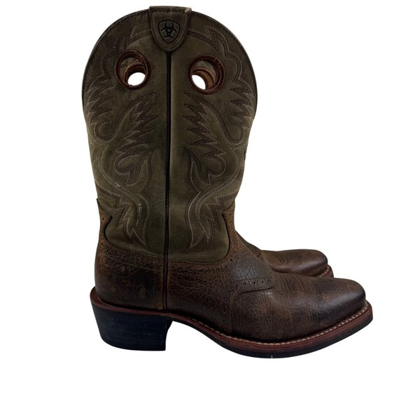Ariat Mens 11 D Boots Heritage Roughstock Two Tone Western Cowboy Leather Ranch - Picture 1 of 15